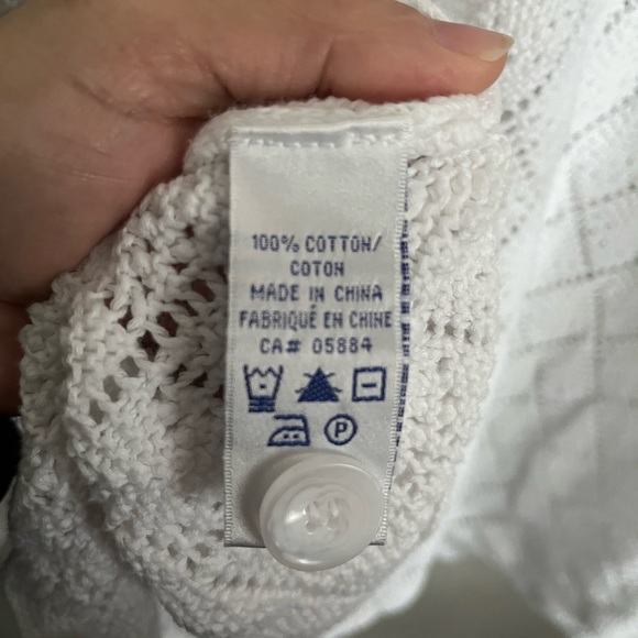 3/$40 Tabi Xl White Crochet Single Button Cardigan 100% Cotton - Picture 3 of 6
